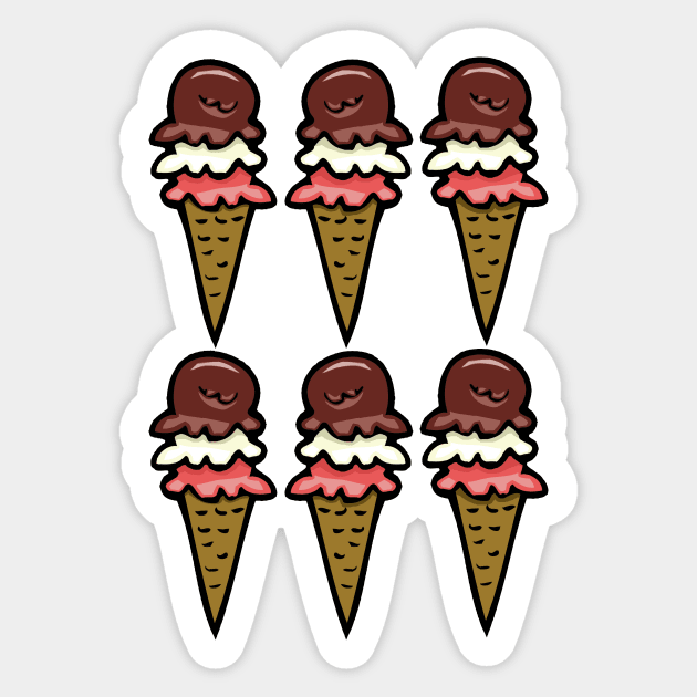 6 Triple-Scoop Ice Cream Cones Sticker by RockettGraph1cs